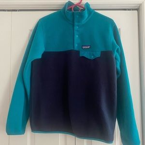 Patagonia Blue and Teal Color Block Fleece size Medium